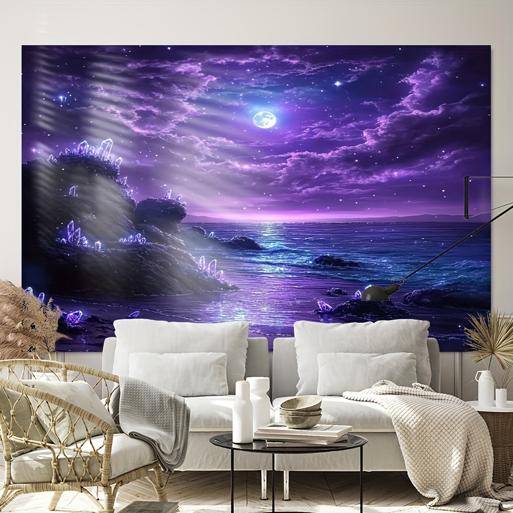 Interior Design Hd - Roxo lua oceano noite mural de
