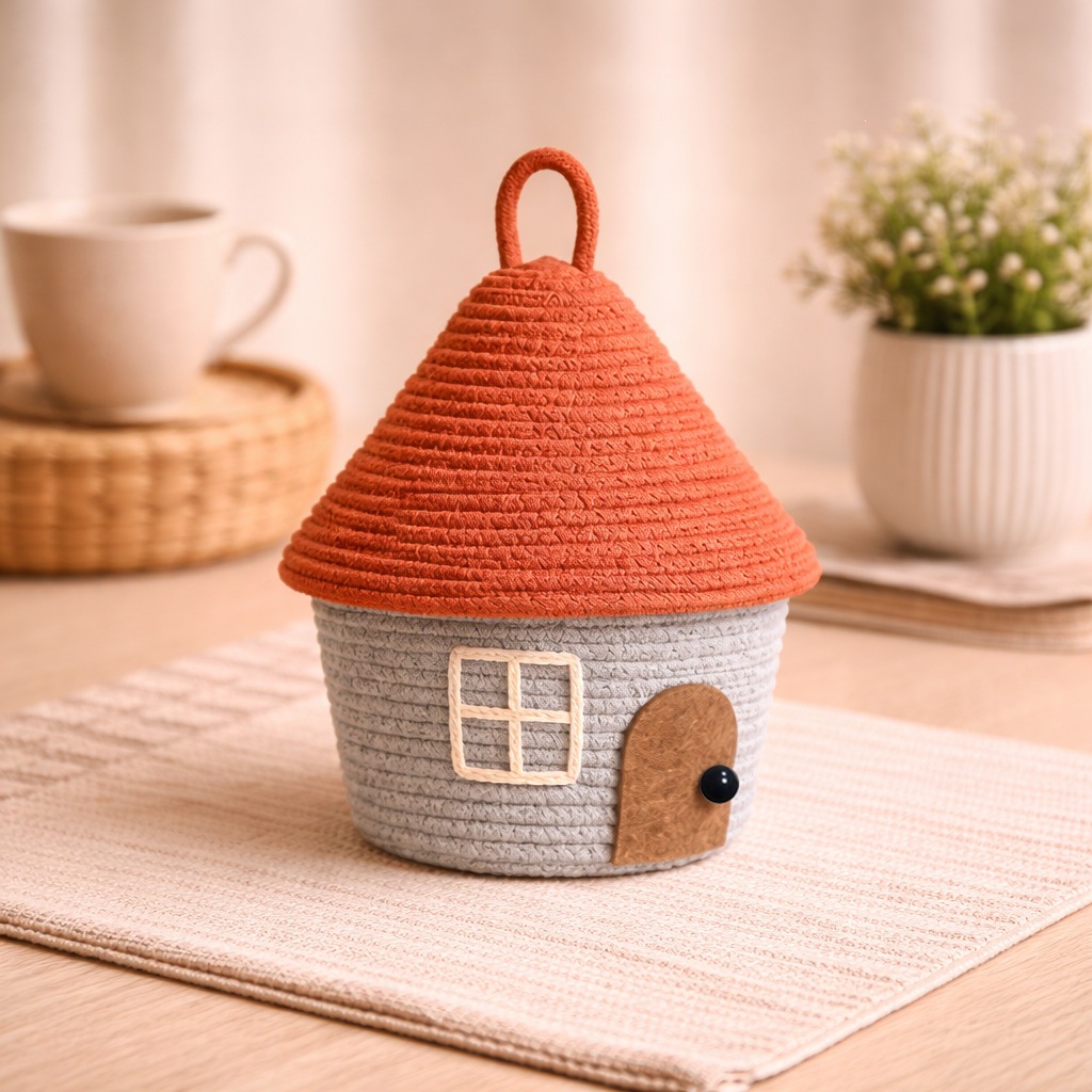 Woven Basket Set - Cesta de armazenamento de corda de
