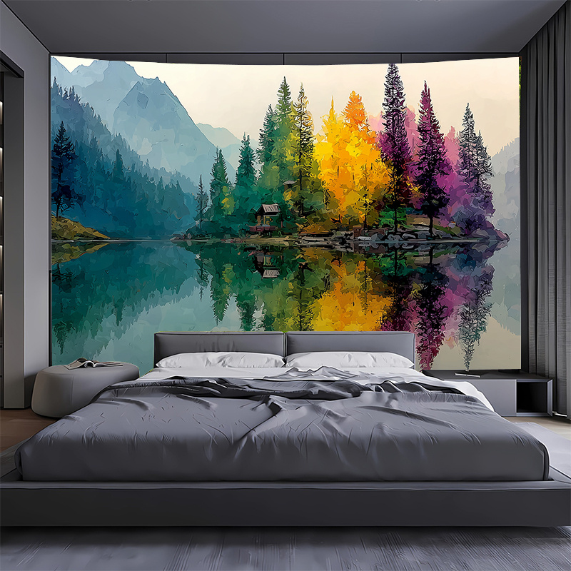 Colorido floresta lago mural d - Interior Design Hd avaliação e preço