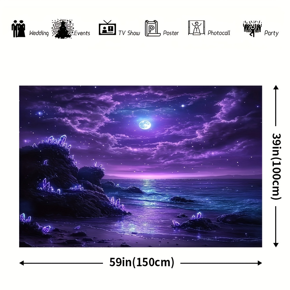 Roxo lua oceano noite mural de - Interior Design Hd avaliação e preço