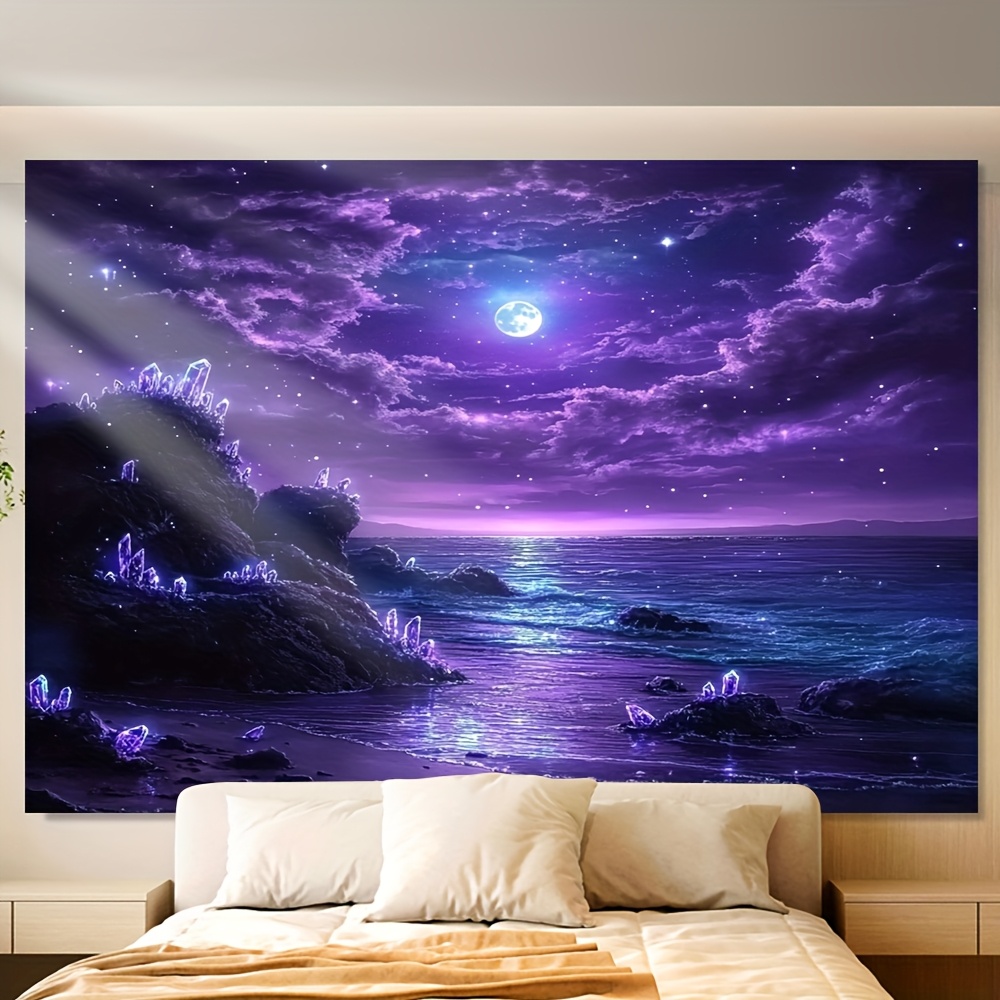 Roxo lua oceano noite mural de - Interior Design Hd avaliação e preço