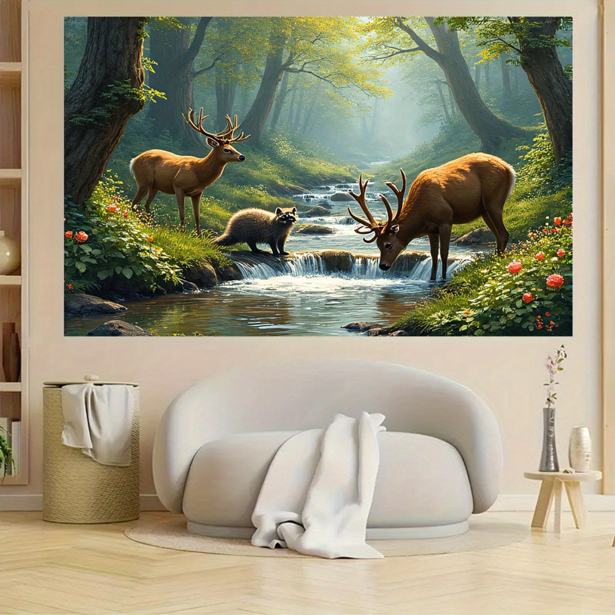 Cervos floresta fluxo mural de - Interior Design Hd avaliação e preço